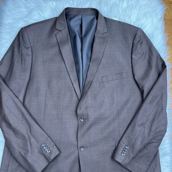 Bocaccio Uomo Men Suit 54L Pants 44x31.5 Brown Polyester Viscose Spandex - Picture 3 of 16